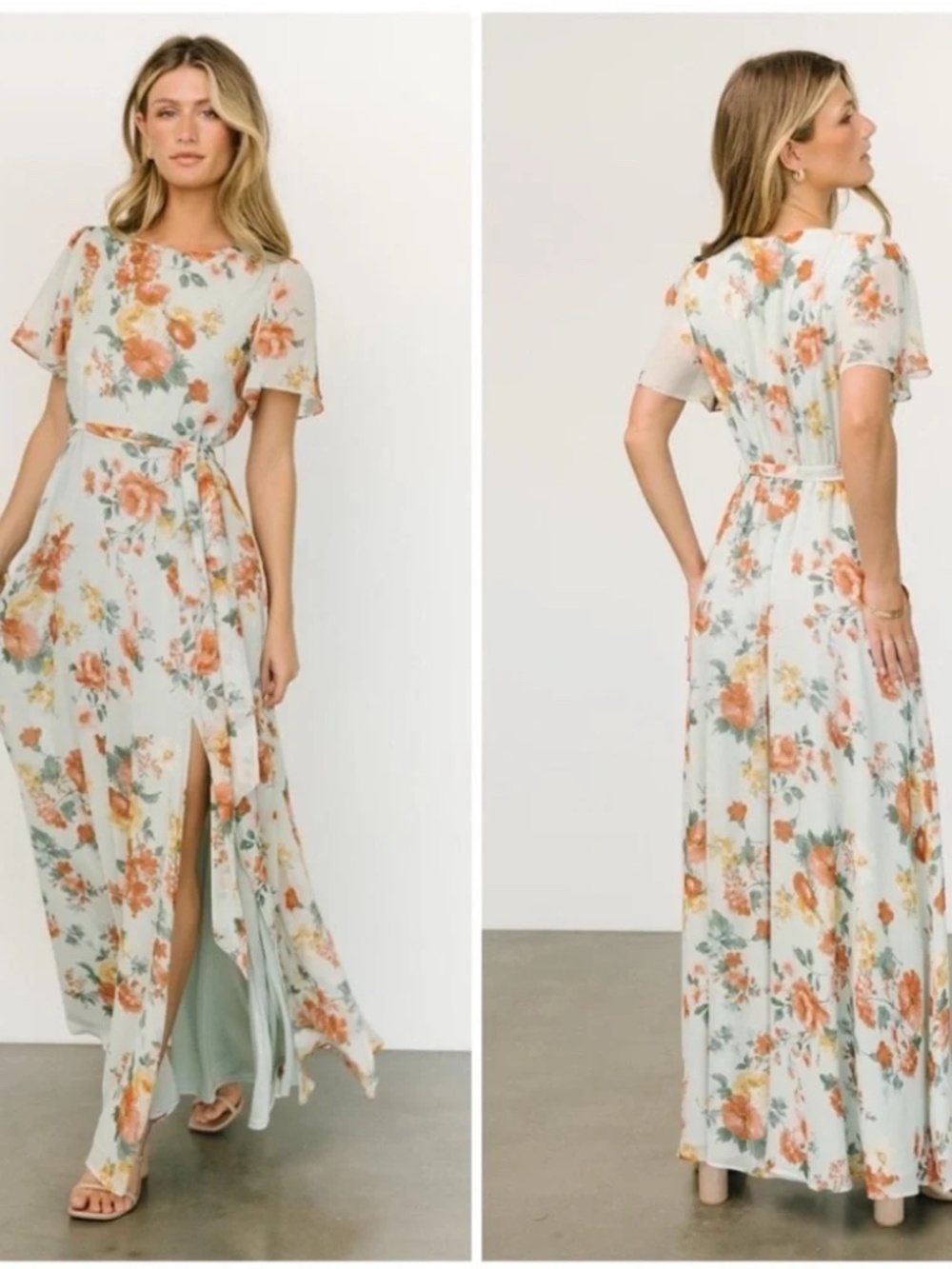 NWT Baltic Born Naomi Short Sleeve Maxi Dress in Sage Floral size medium